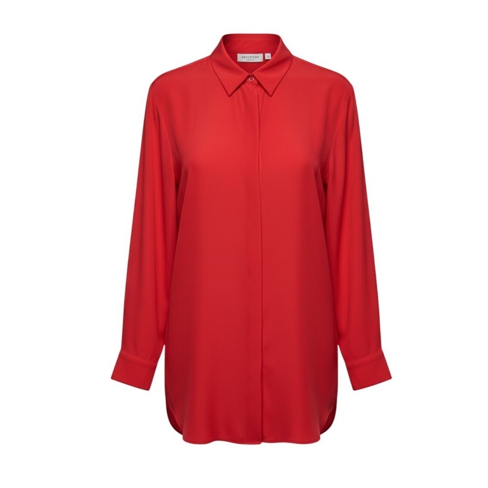 Equipment Femme Red 100% Silk Button Down Shirt Long Sleeve Blouse Small